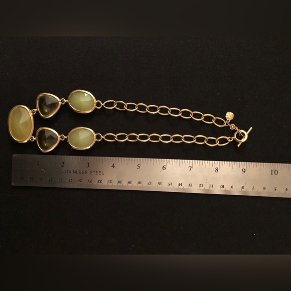 necklace Monet vintage Gold tone chain with large green stones - Picture 9 of 9